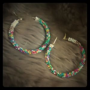 💋 Gold + White + Color Hoop Earrings NWT